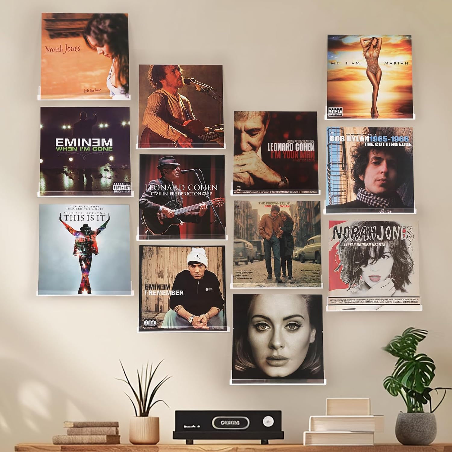 12 Pack Vinyl Record Holder Wall Mount Shelf