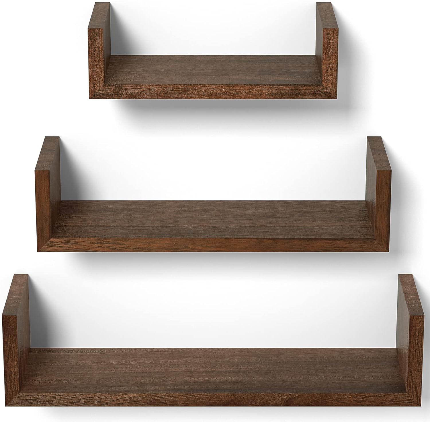 SRIWATANA Floating Wall Shelves Set of 3 Dark Brown