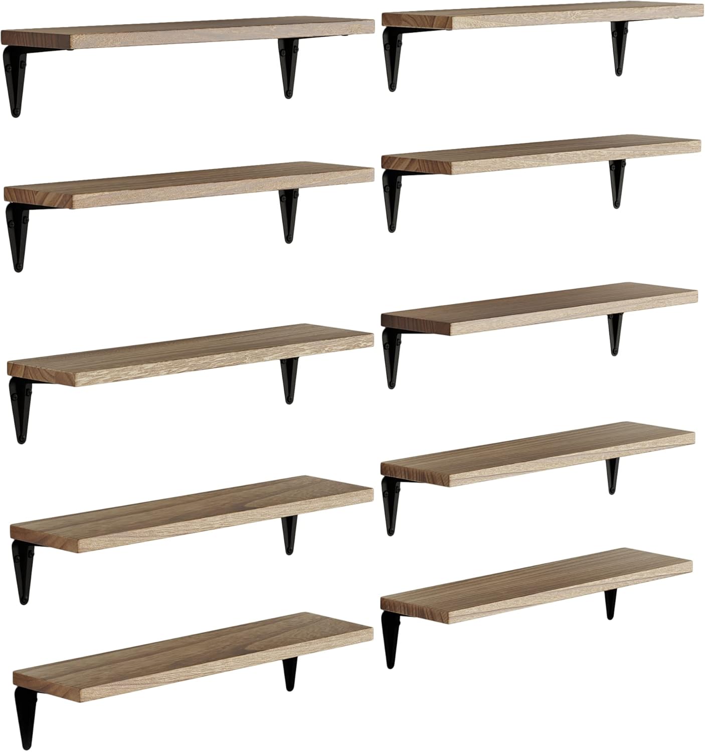 Wallniture Arras Wood Floating Shelves Set of 10