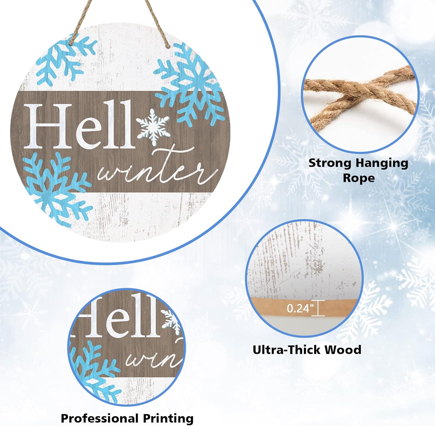 Deroro Hello Winter Front Door Sign Decor