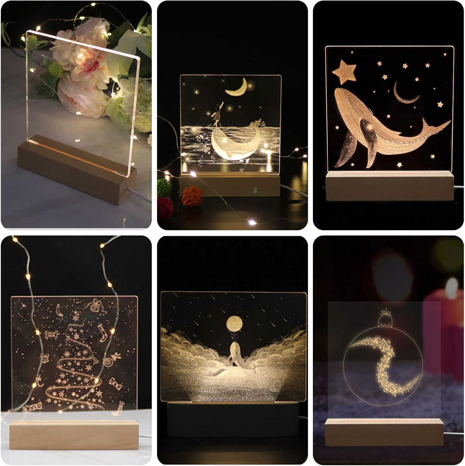 CDIYTOOL Wooden Rectangle Display Pedestal With LED Lights