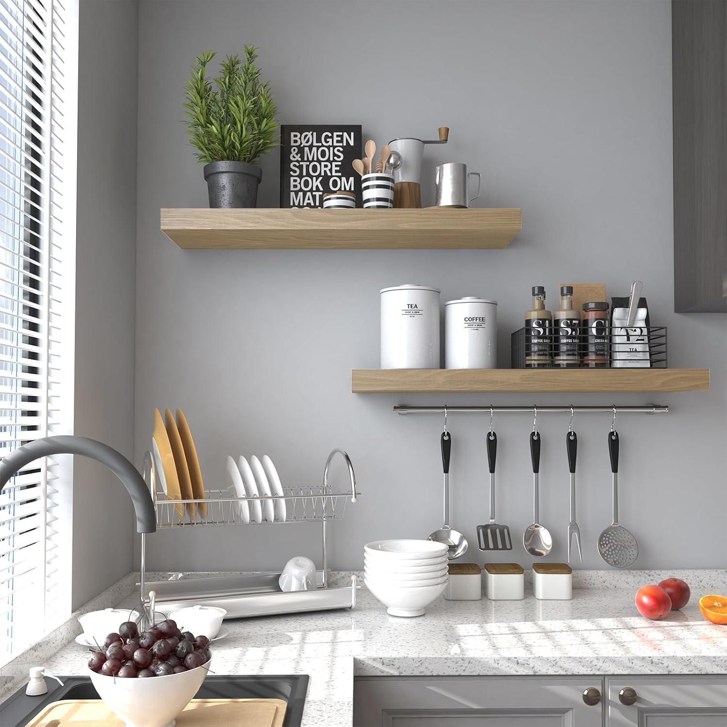 PopiShelves Floating Wall Shelves Set of 2
