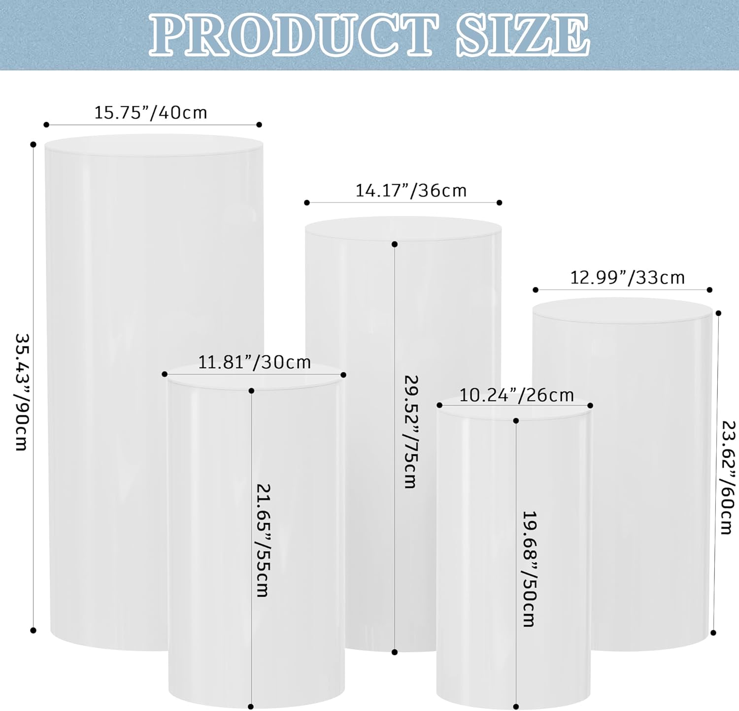 5PCS White Cylinder Display Stands for Parties
