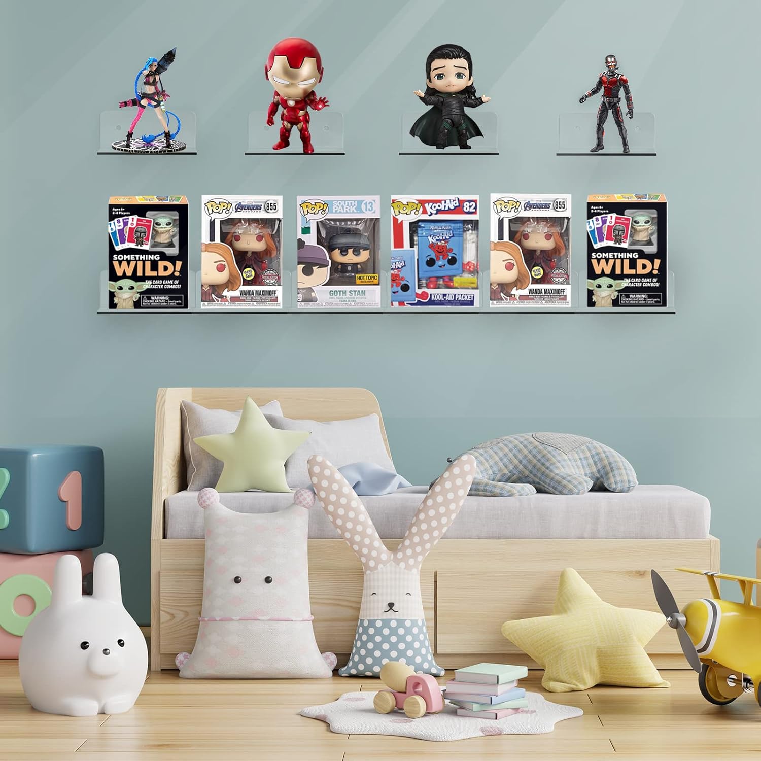 6 Pack Small Acrylic Floating Shelves for Wall Display
