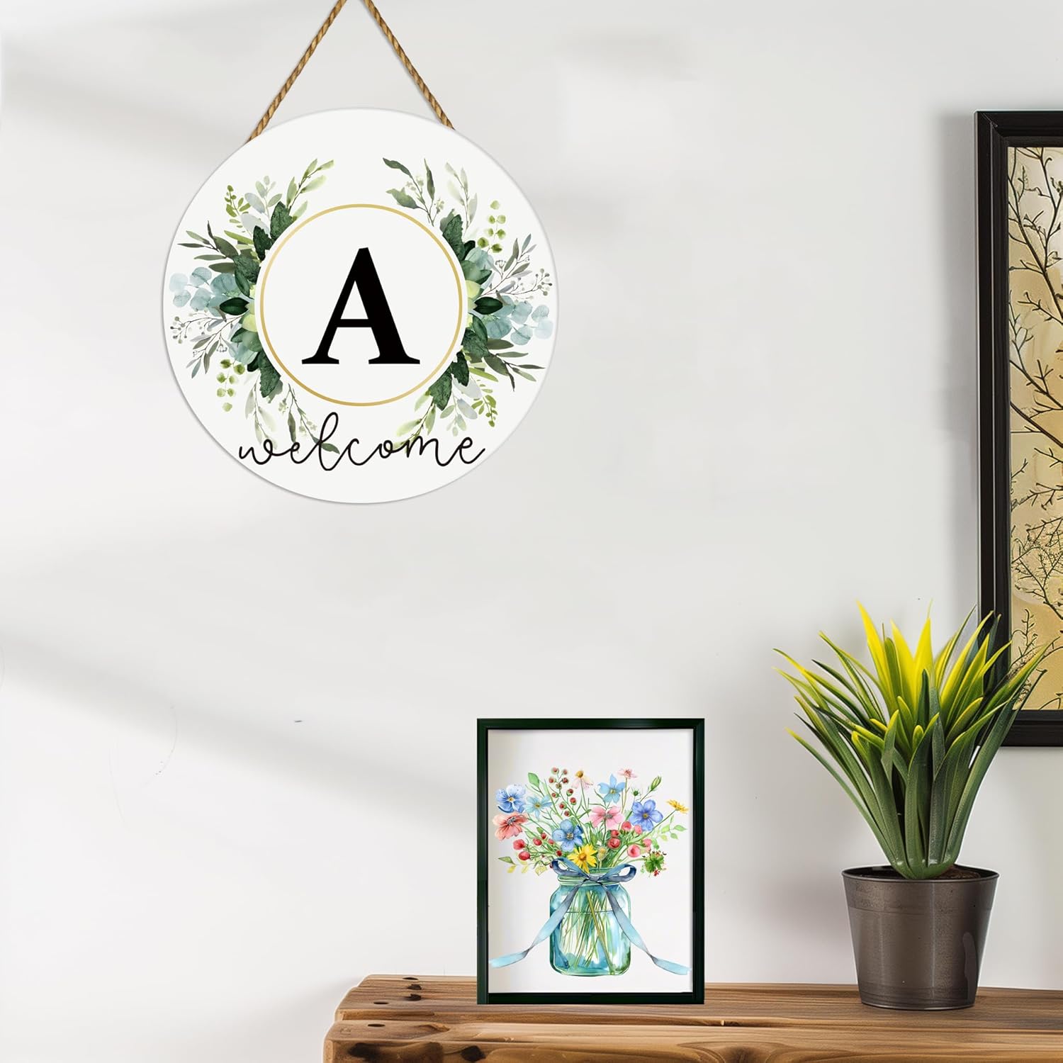 Monogram Letter A Wreath for Front Door Decor