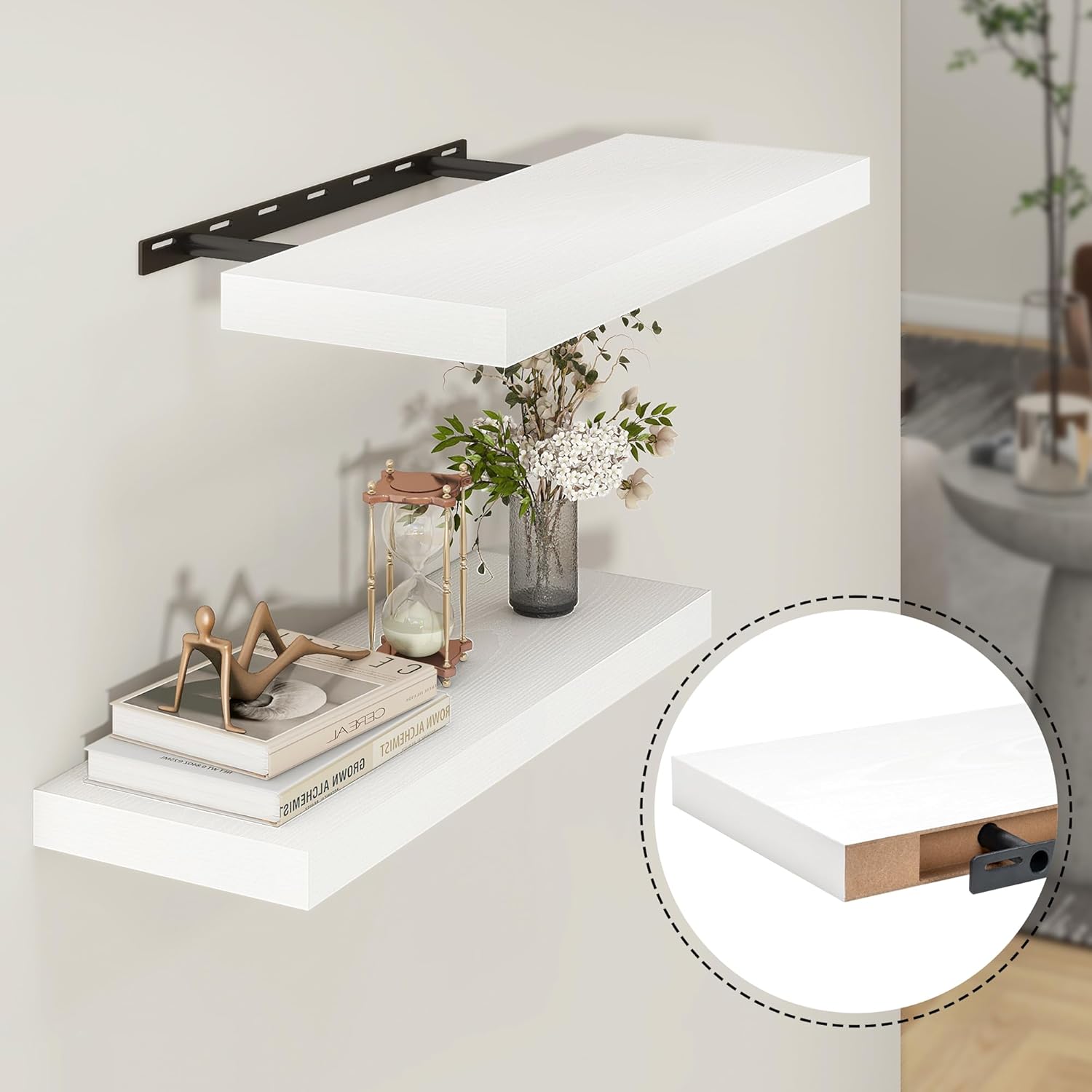 Heimlove 24 Inch Floating Shelves Wall Mount Set of 2