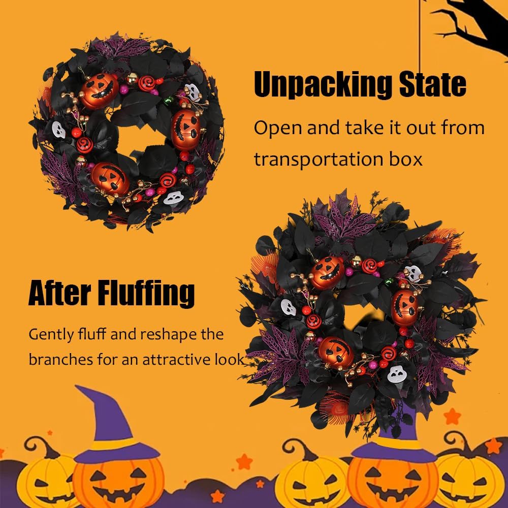 24 inch Glitter Halloween Wreath Outdoor Decor
