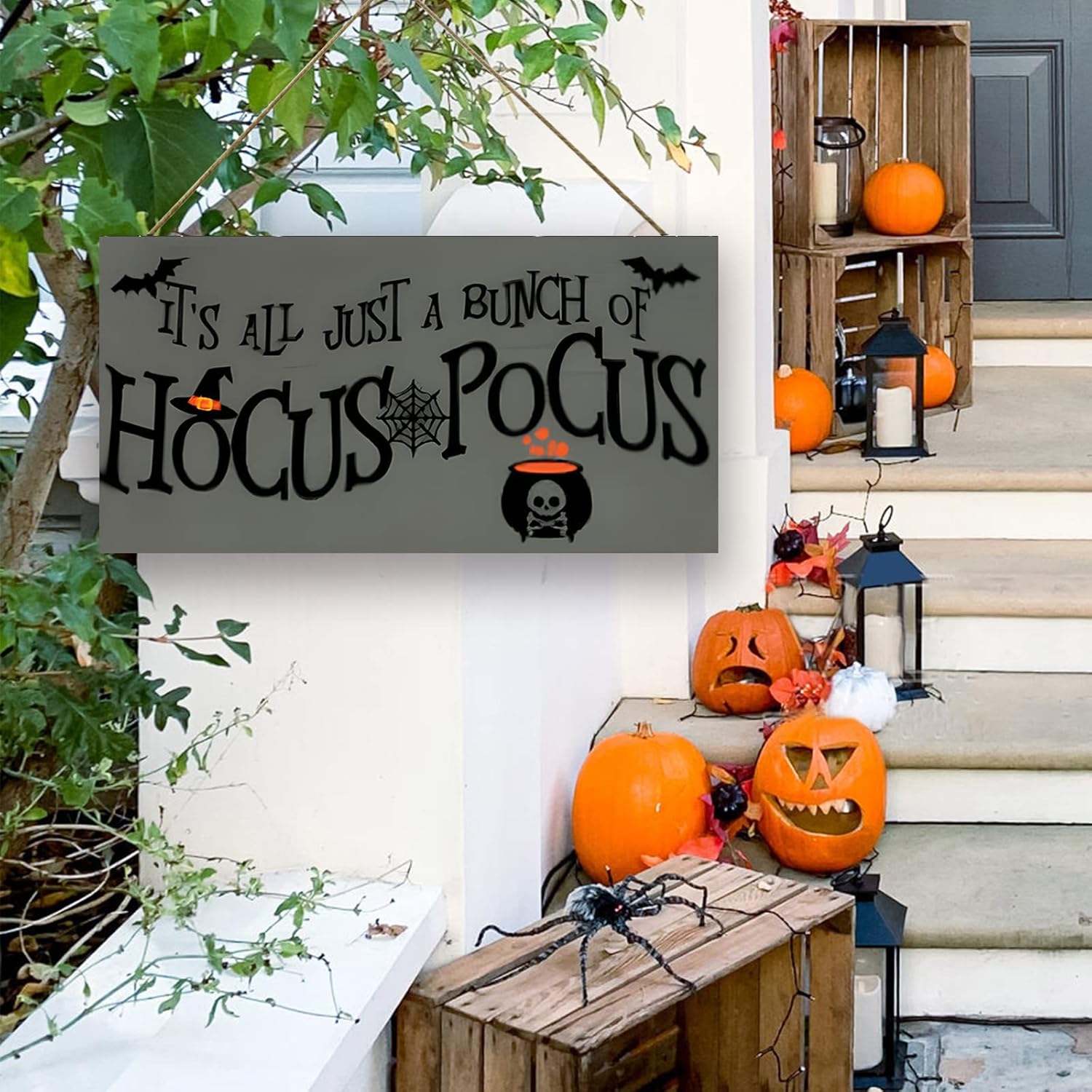 Halloween Wood Door Hanging Sign 114x59 Inch Decor