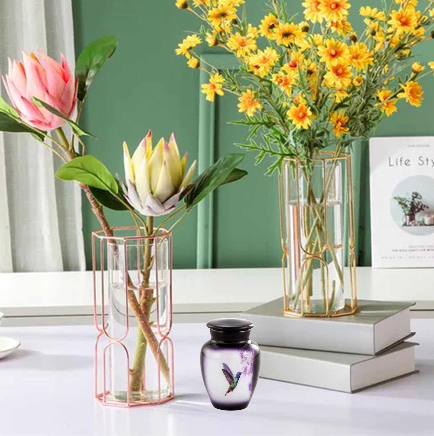Hummingbird Mini Keepsake Urn Purple Cremation Urn