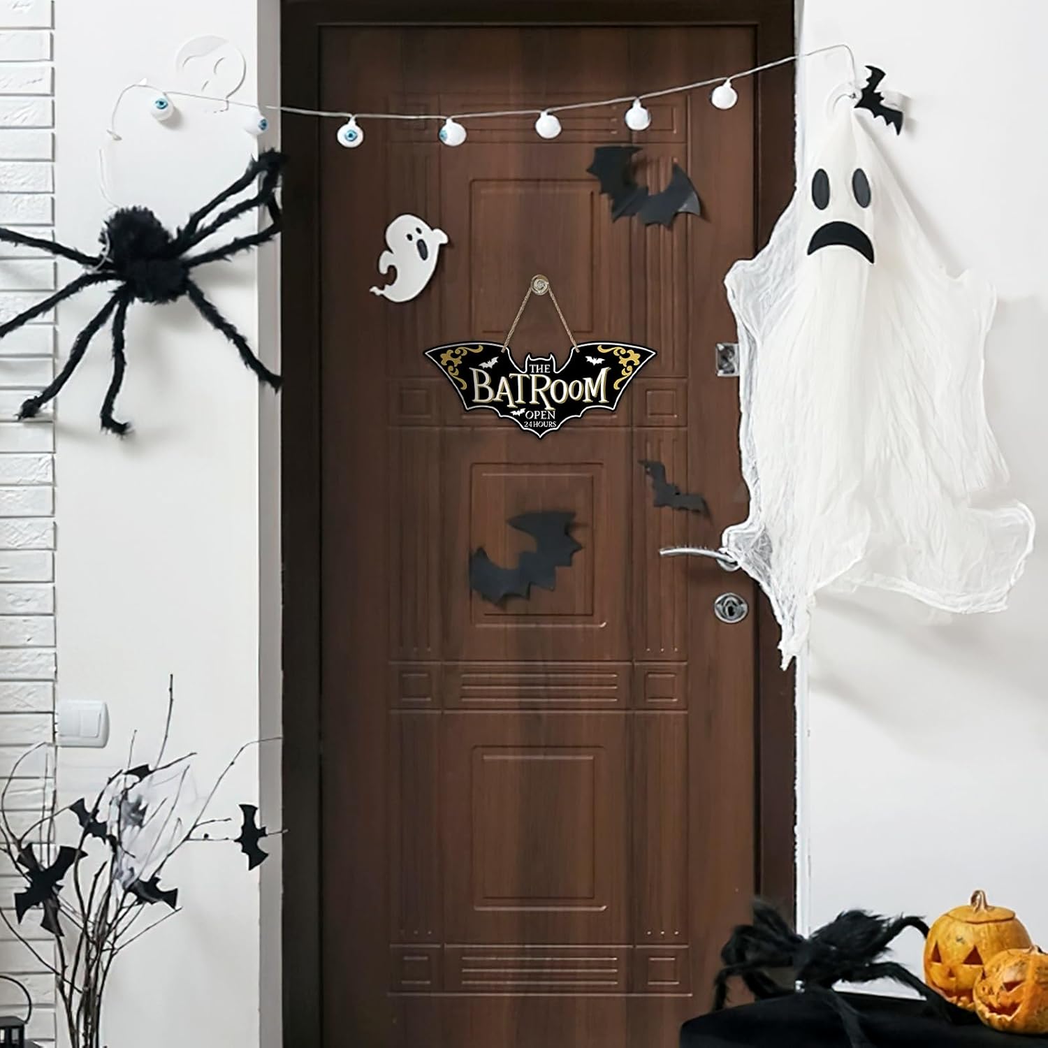 Halloween Bat Room Open 24 Hours Door Sign