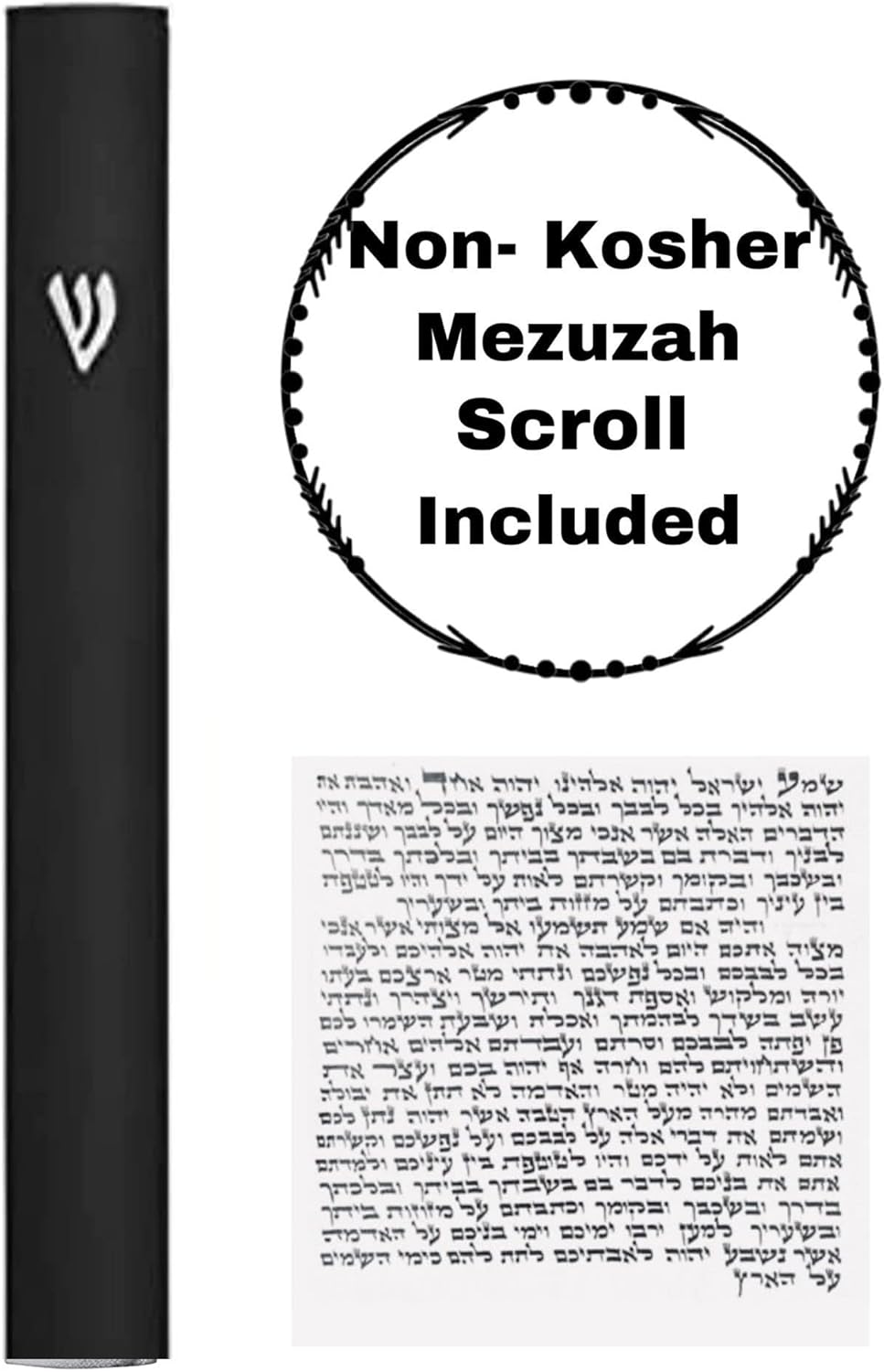 AS Mezuzah Case Silver Shin Design 7 Inches