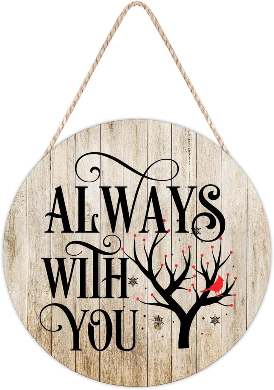 Farmhouse Front Door Hanger with Red Birds Quote Wood Sign 12x12