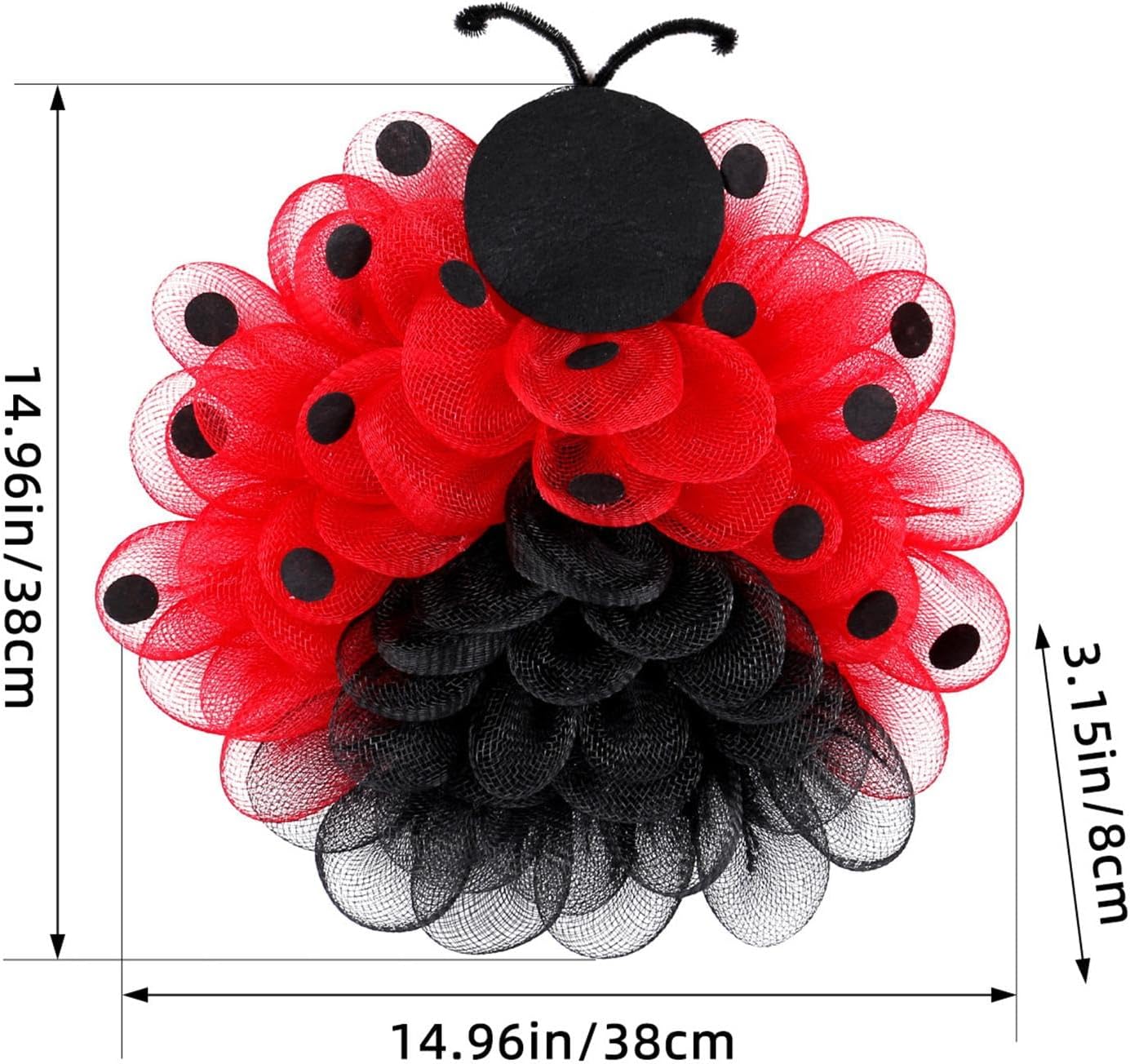 15-Inch Ladybug Door Wreath Decor