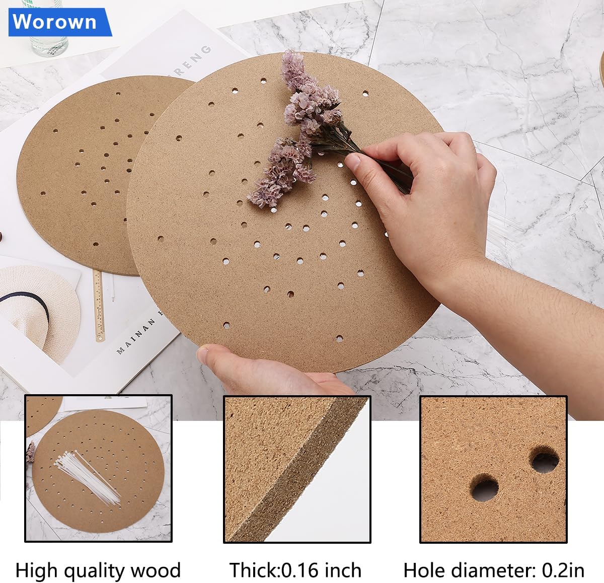 Worown 6 Pack 10 Inch Wreath Boards with Holes