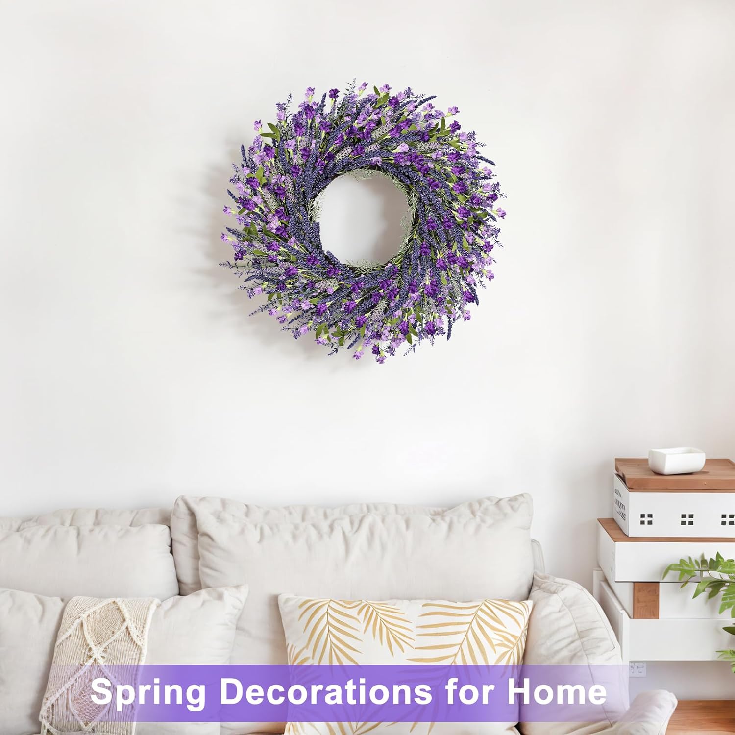 26 Inch Purple Lavender Wreath for Front Door Wedding Farmhouse