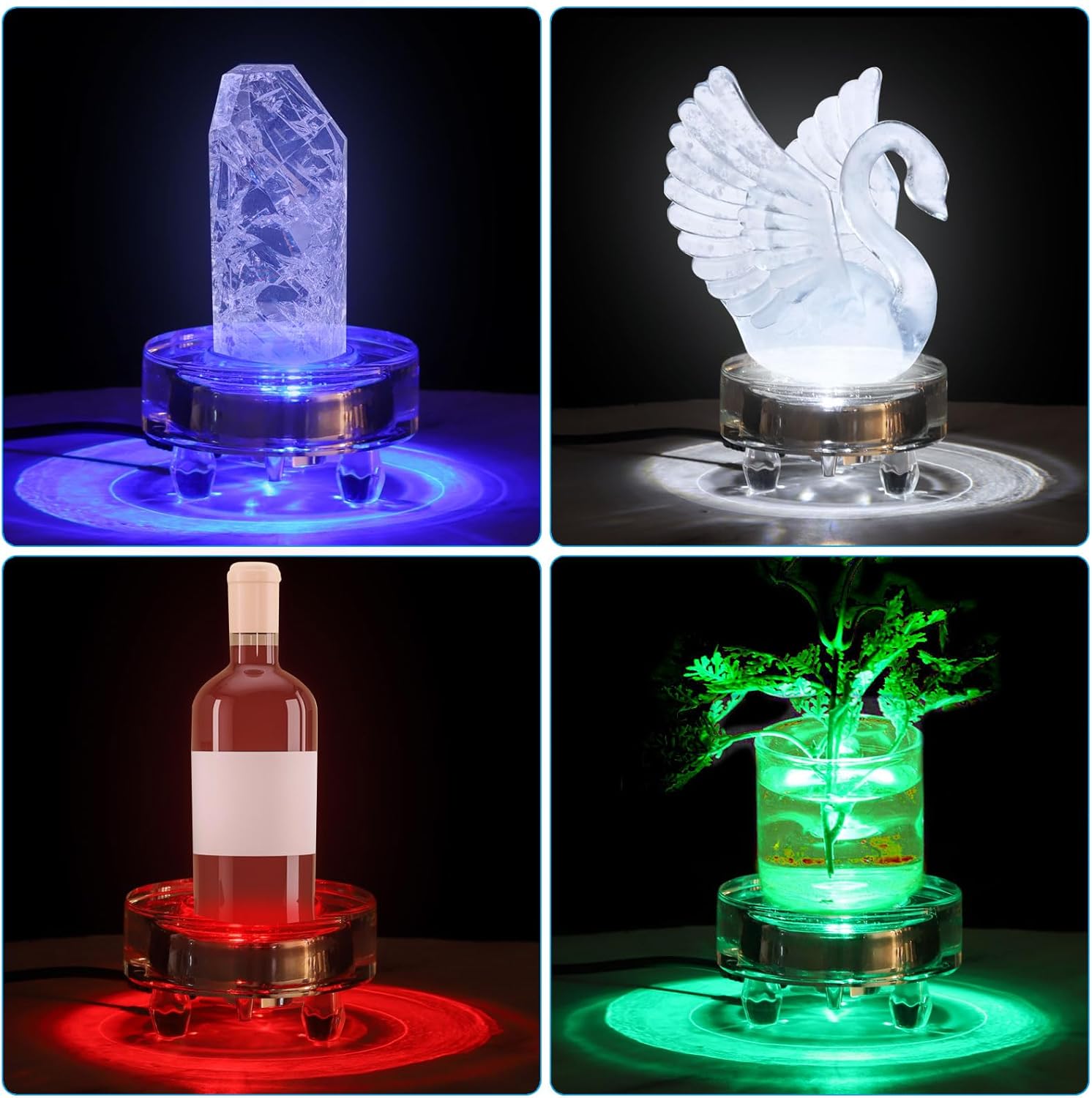 PATIKIL Crystal LED Light Base Stand 2-Pack
