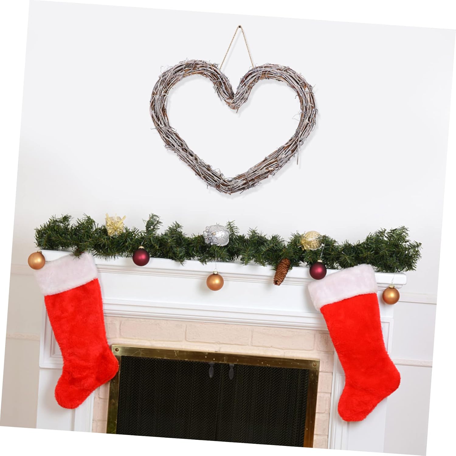 PRETYZOOM Rattan Heart-Shaped Door Wreath