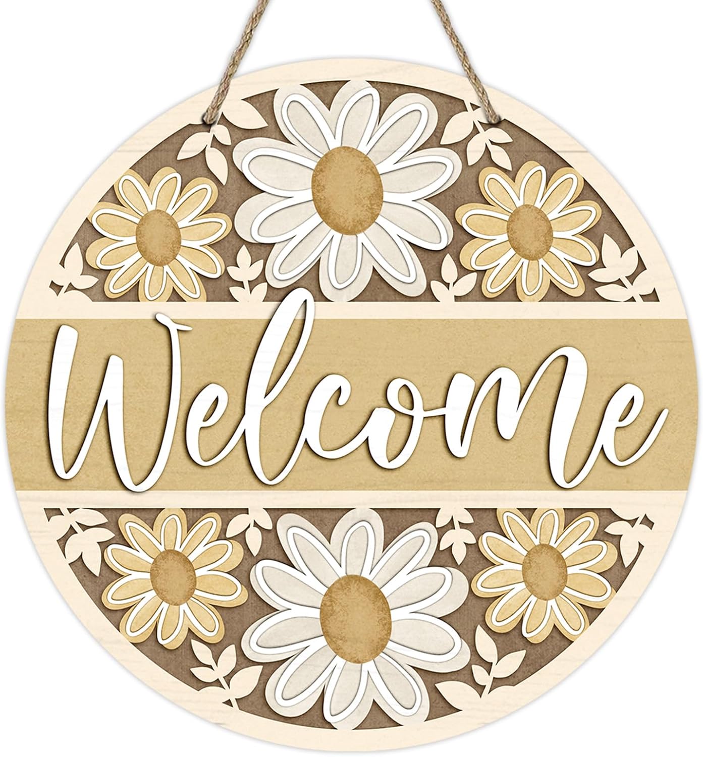 Deroro Spring Summer Daisy Flower Front Door Sign