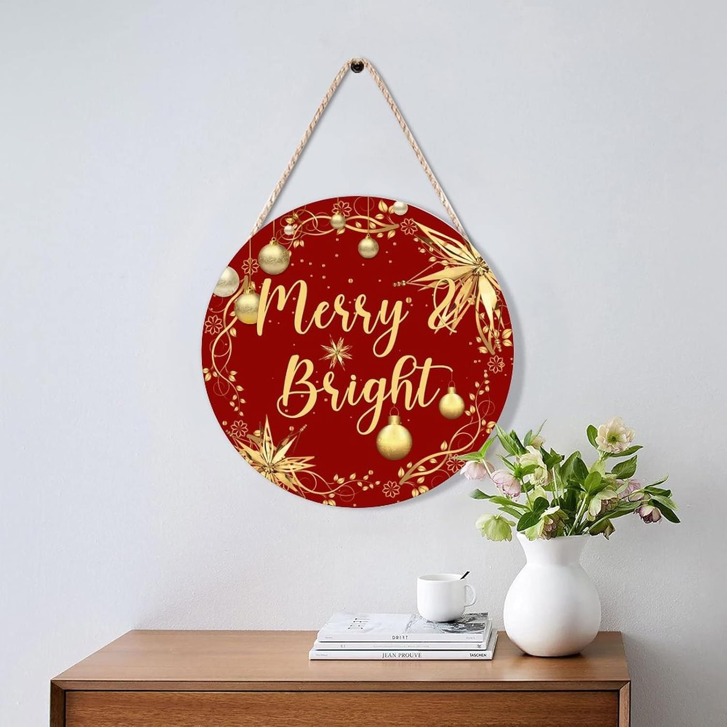 Farmhouse Door Hanger Christmas Gold Wreath Decoration