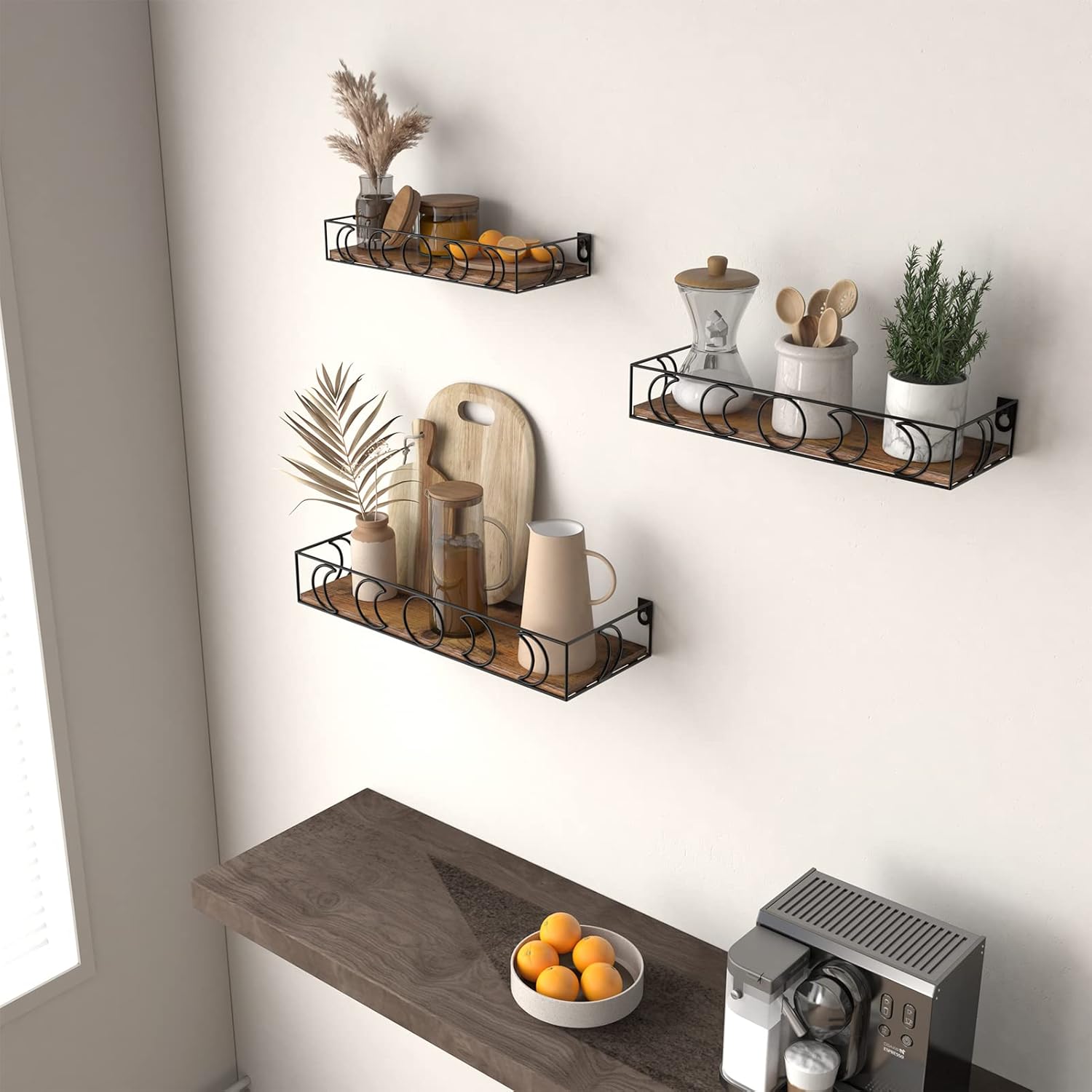 PHAREGE Moon Phase Floating Shelves Set of 3