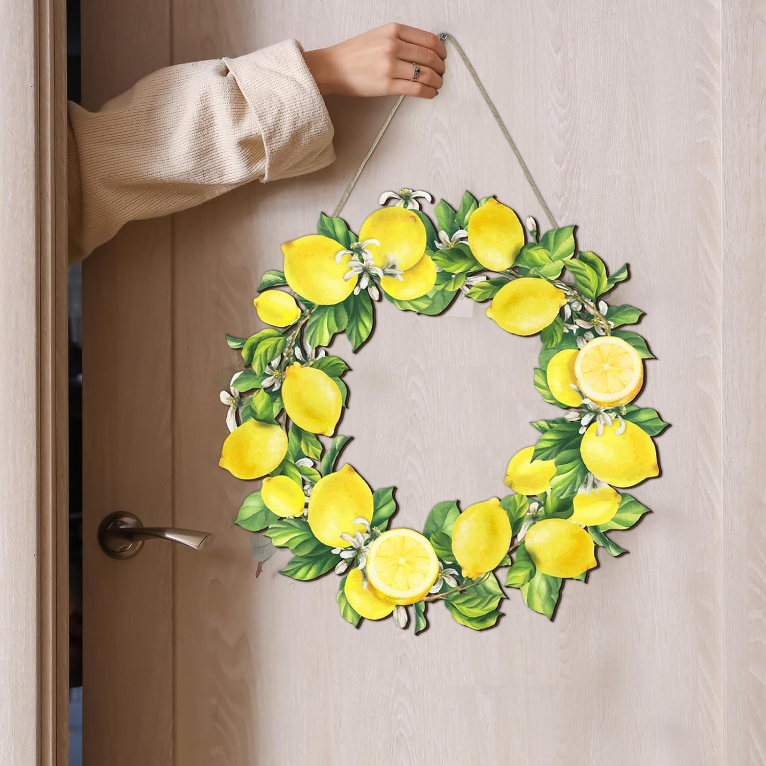 Lemon Wreath Front Door Summer Decor Hanging Sign