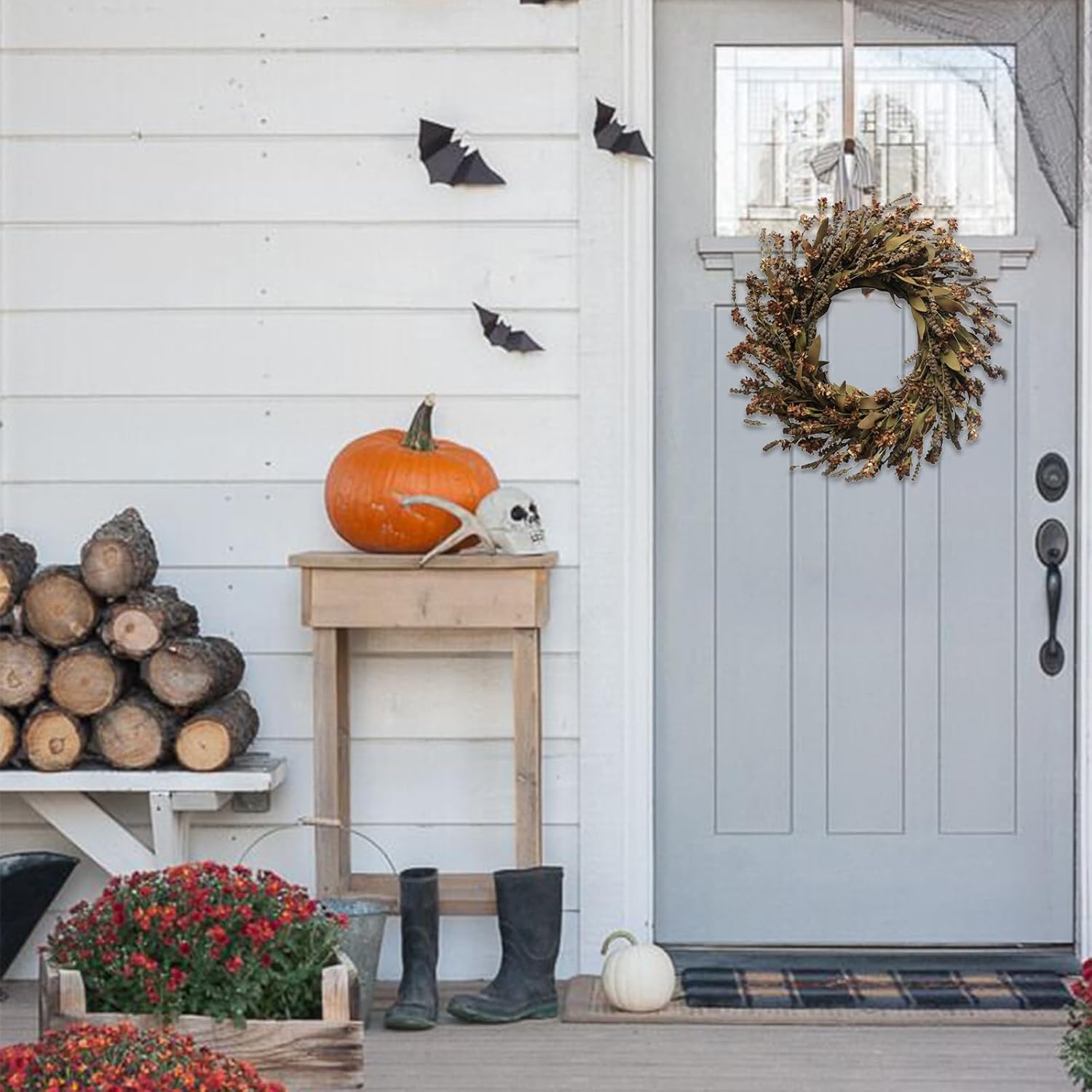 TEMPUS 20 Inch Artificial Coffee-Colored Fall Wreath