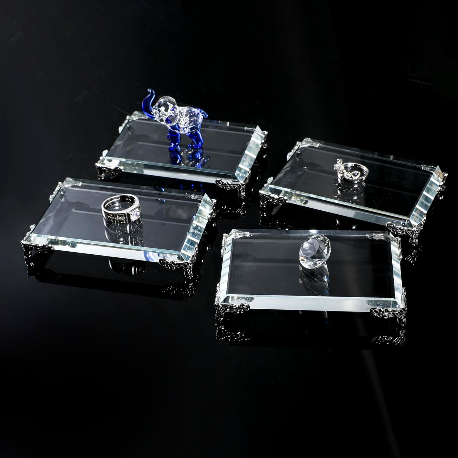 ZEERSHEE 4 Pack Crystal Display Bases for Jewelry and Collectibles
