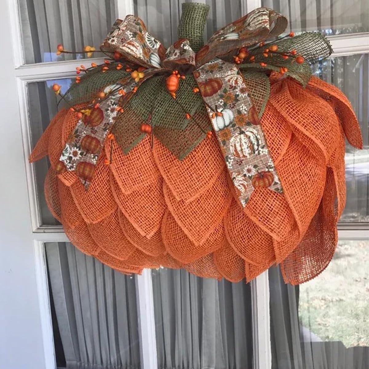 Farmhouse Pumpkin Wreath for Front Door Autumn Decor
