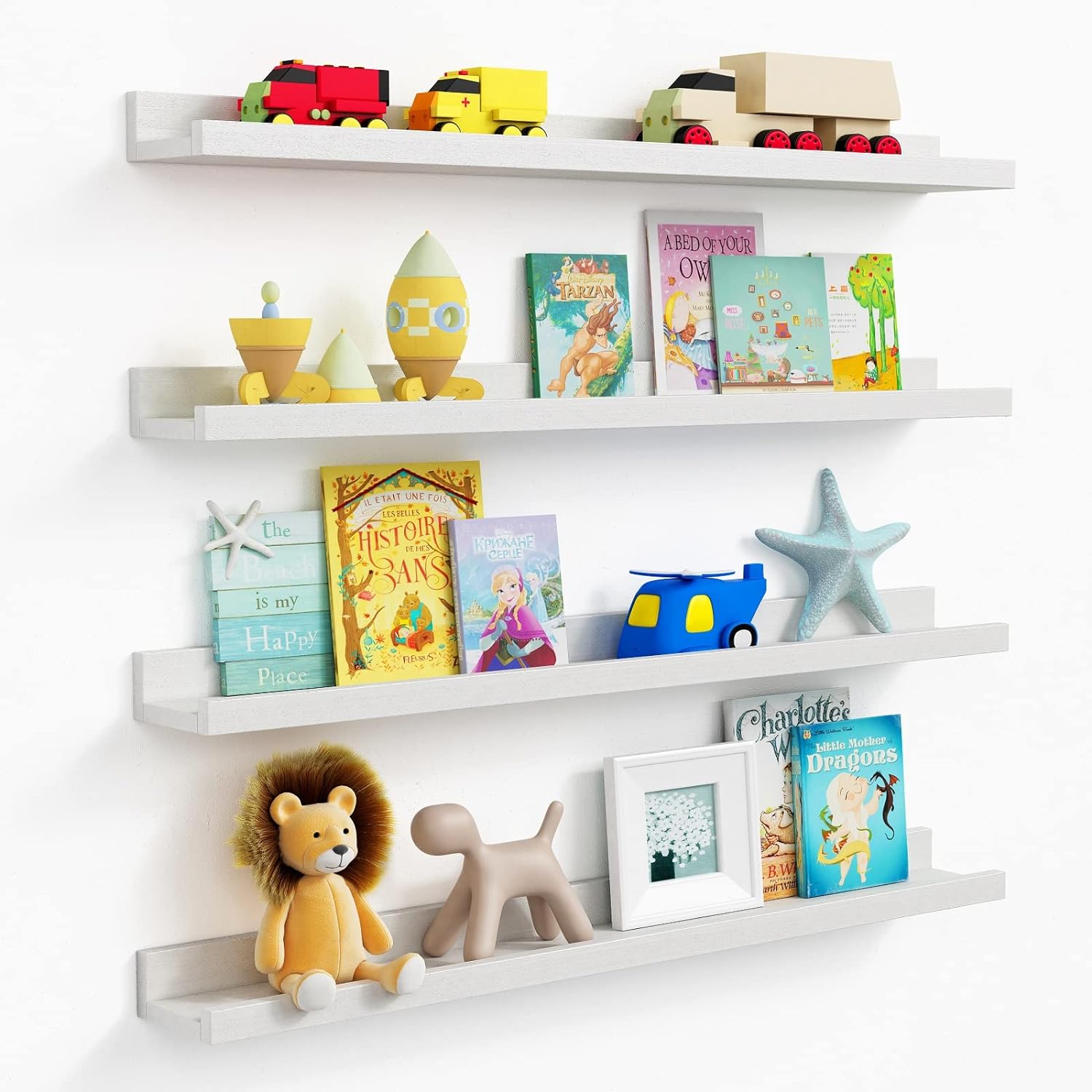Forbena White Floating Shelves 36 Inches 4-Pack