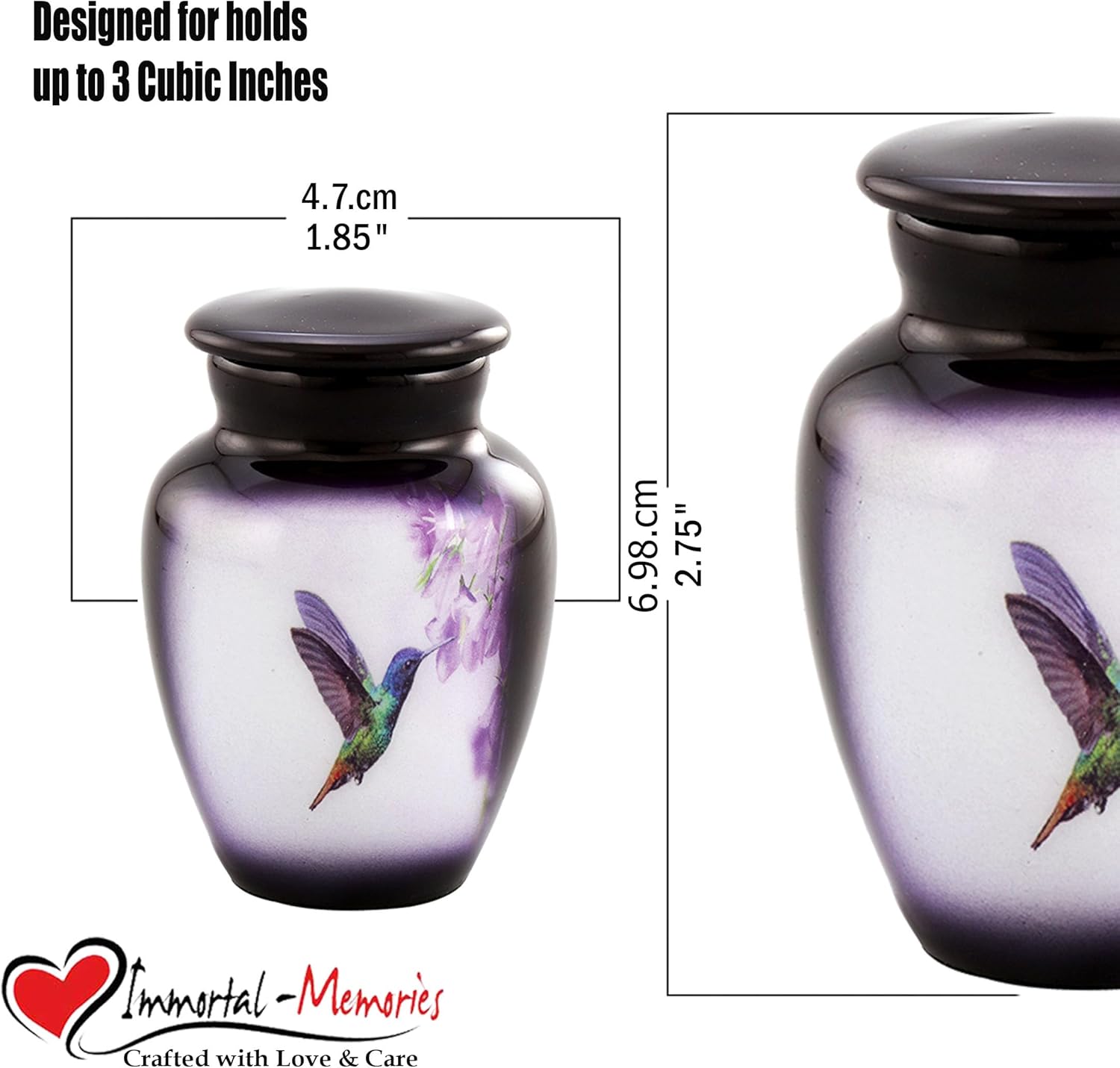 Hummingbird Mini Keepsake Urn Purple Cremation Urn