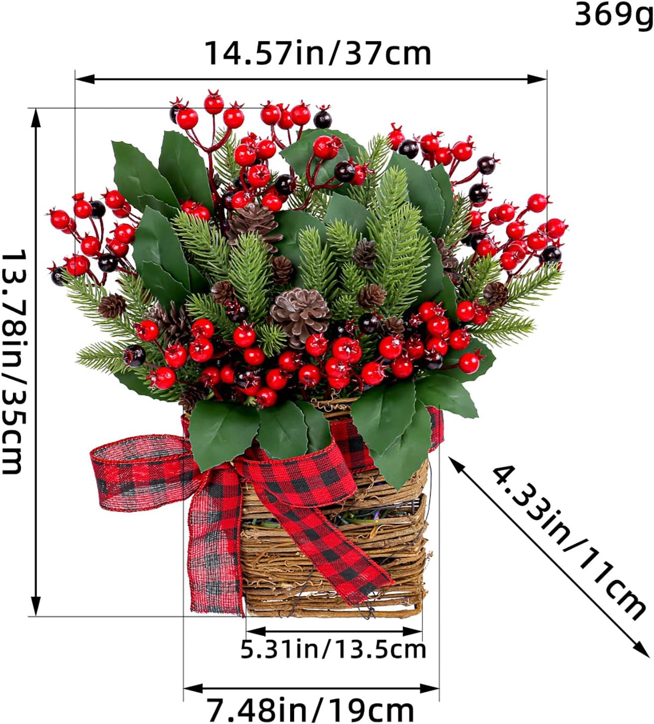 Christmas Door Wreath with Berries and Pine Cones