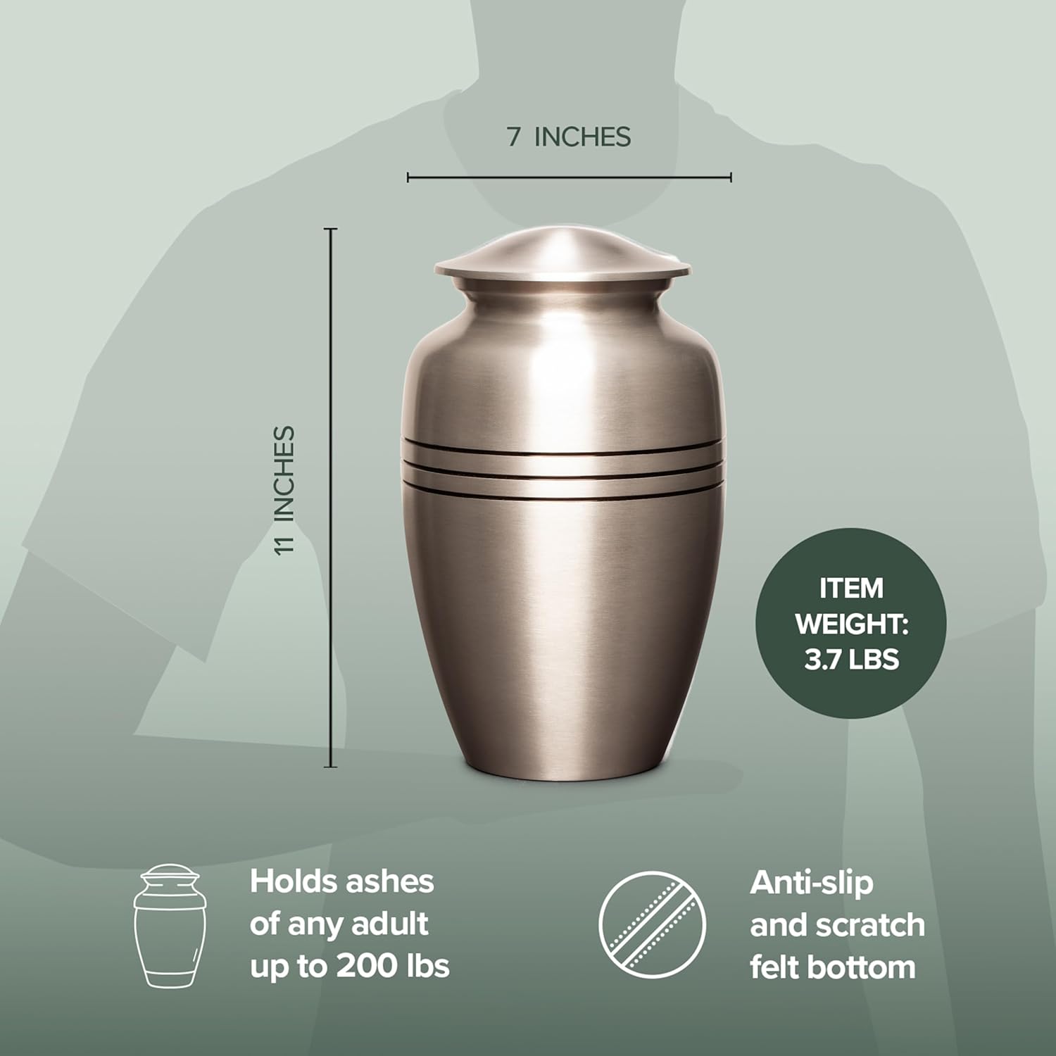 Eternal Harmony Large Silver Urn for Ashes