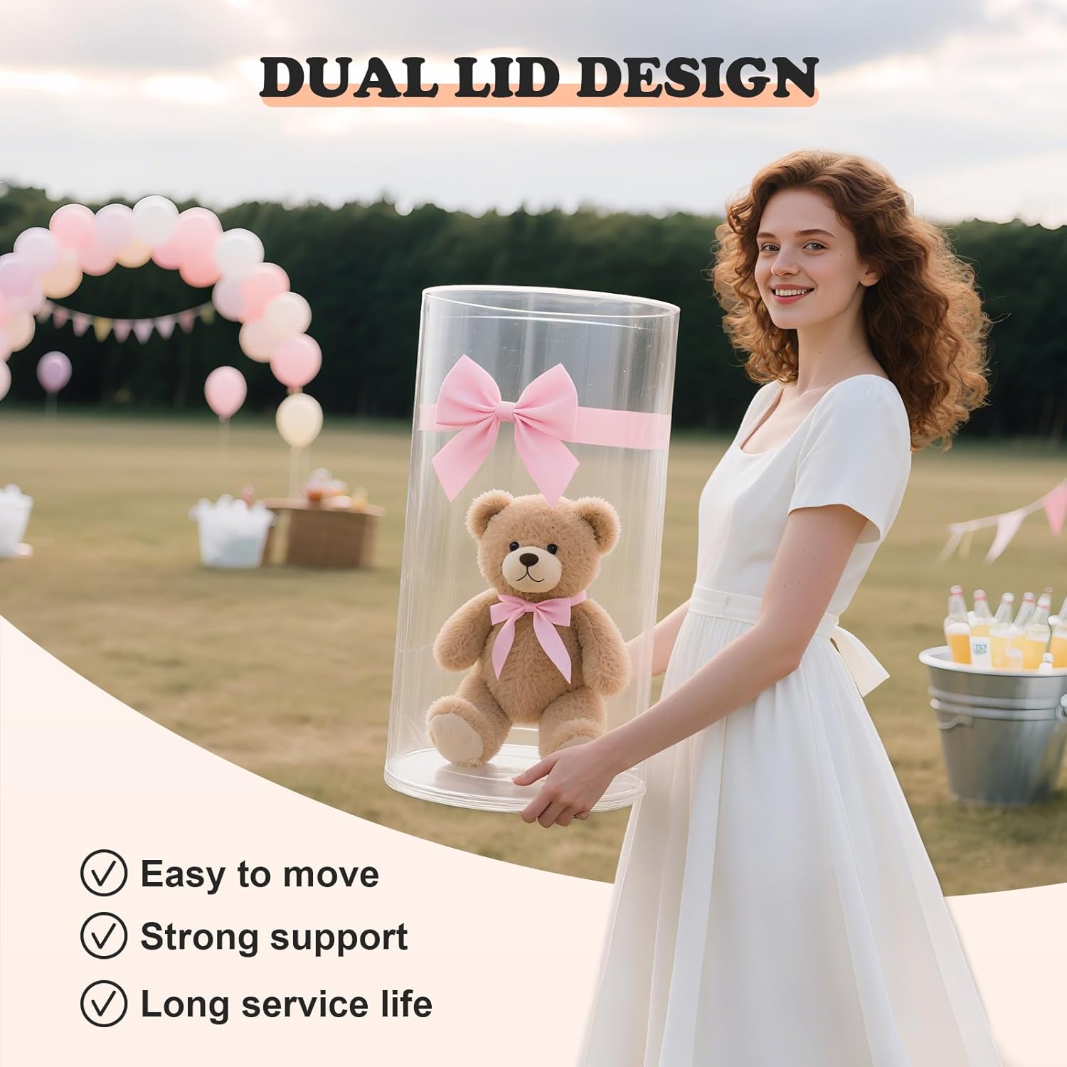 Clear Cylinder Pedestal Stands 3pcs for Party Decor