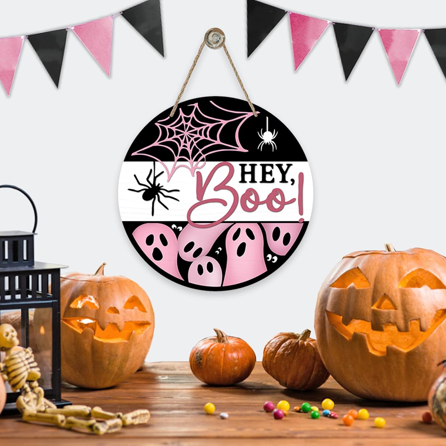 Deroro Halloween Hey Boo Sign Front Door Decor