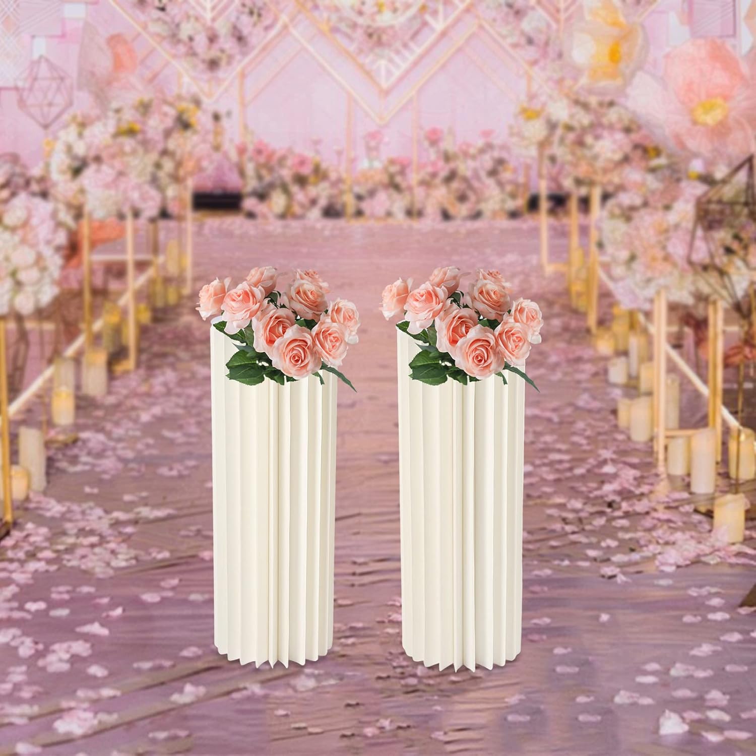 Foldable Cardboard Cylinder Stands 2pcs for Wedding Centerpieces