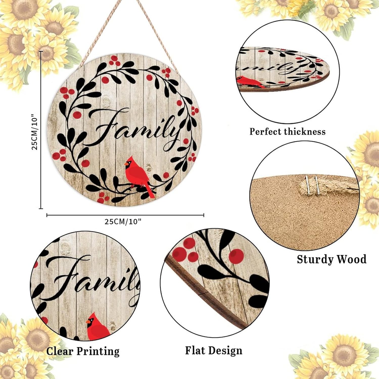 Farmhouse Door Wreath with Red Birds and Memorial Quote