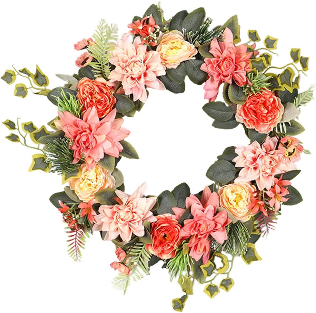 Eringogo Artificial Flower Garland Door Decor Spring Wreath