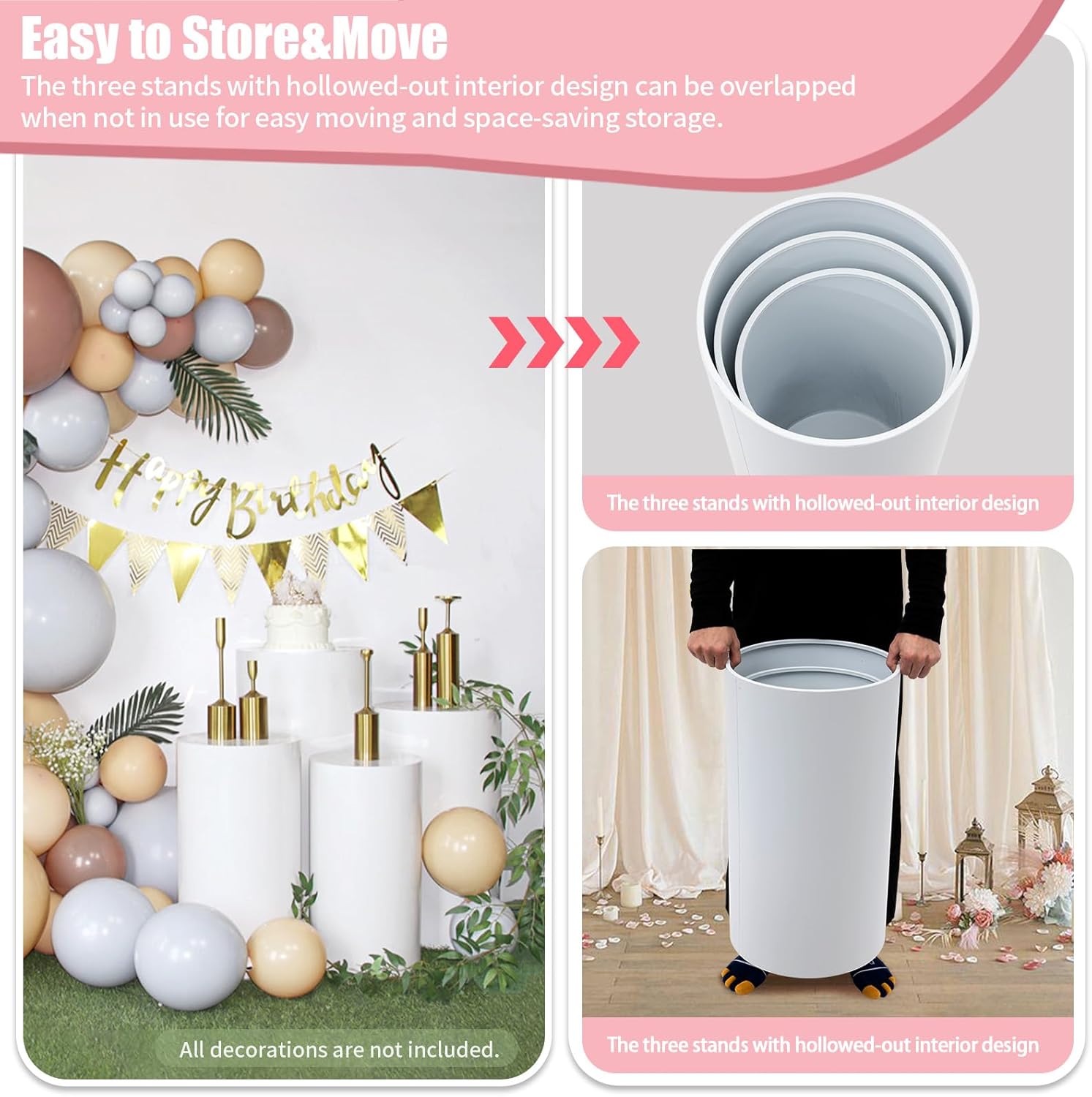 TFCFL 3Pcs Metal Round Cylinder Display Pedestal Stands