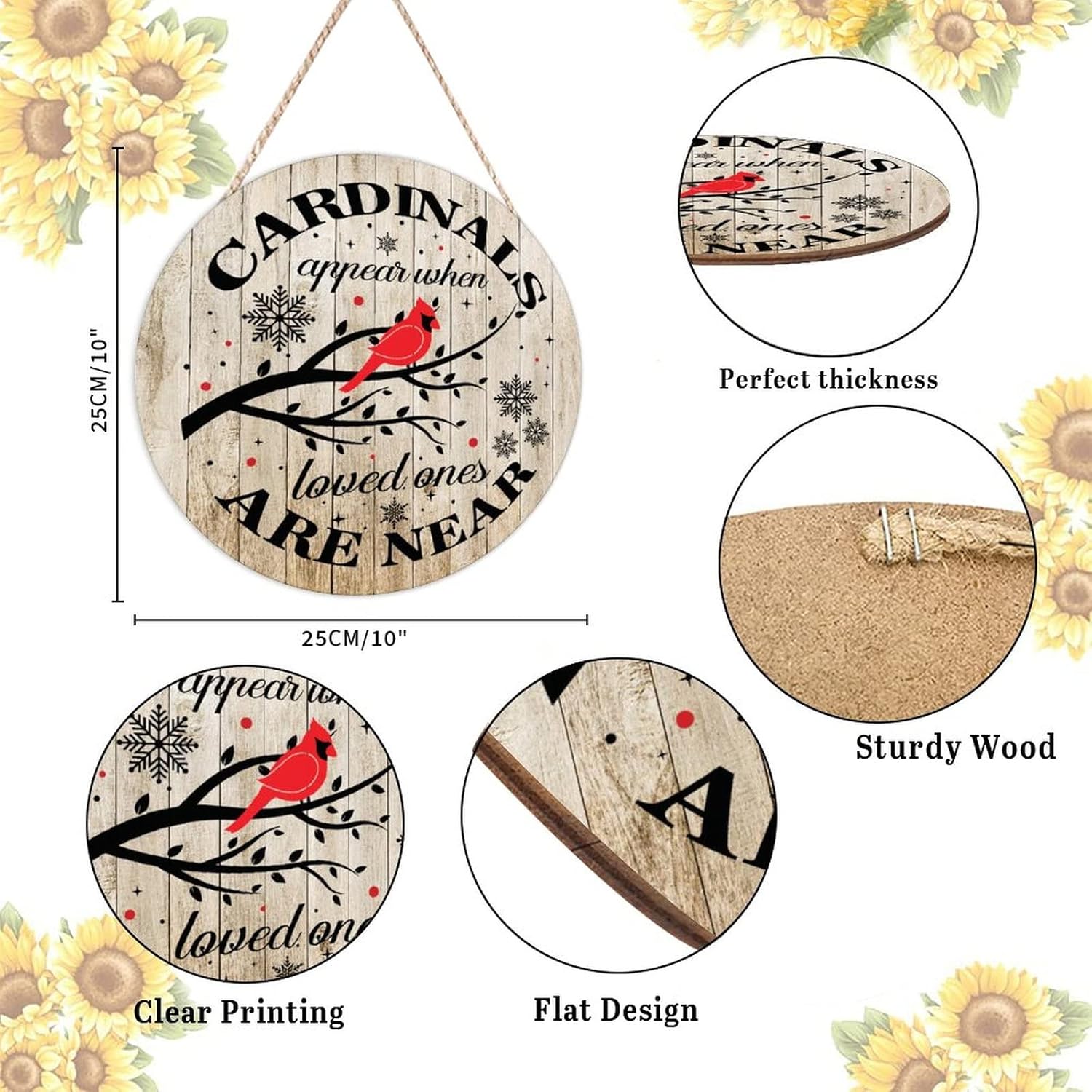 Farmhouse Front Door Hanger with Red Birds Wood Sign
