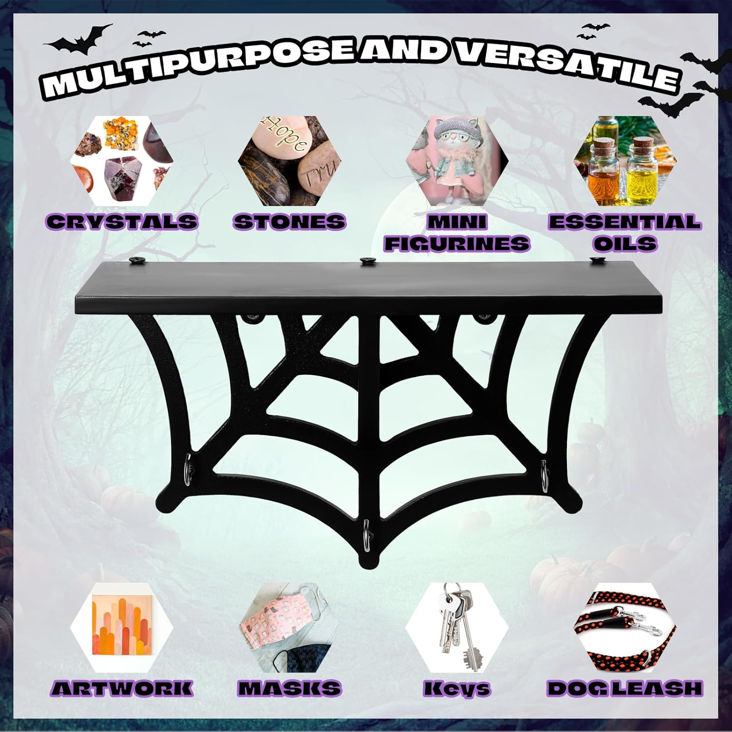 2 Pcs Halloween Spider Web Shelf Gothic Decor