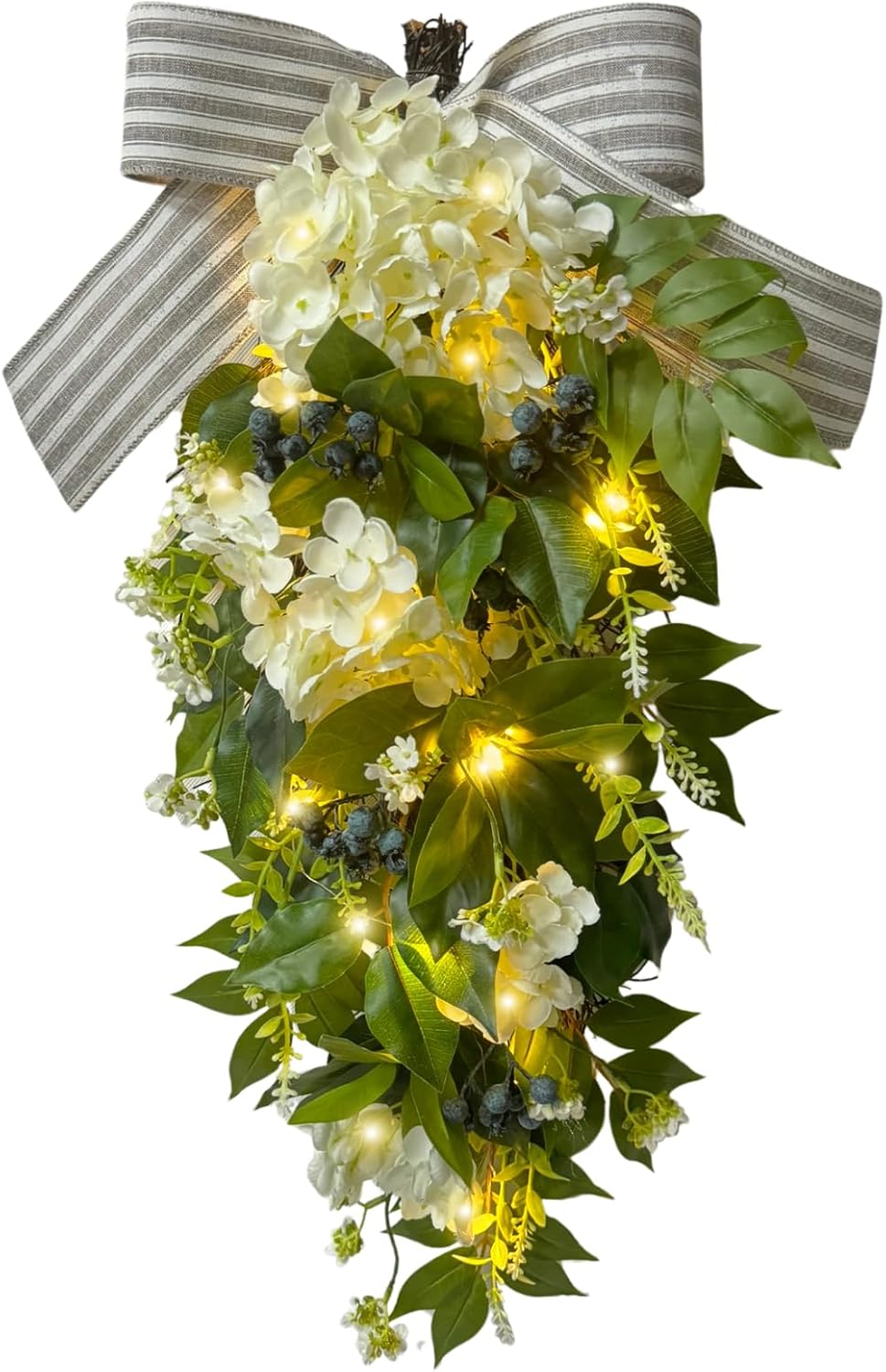 Floral Teardrop Swag with Timer and Dual Lighting Modes