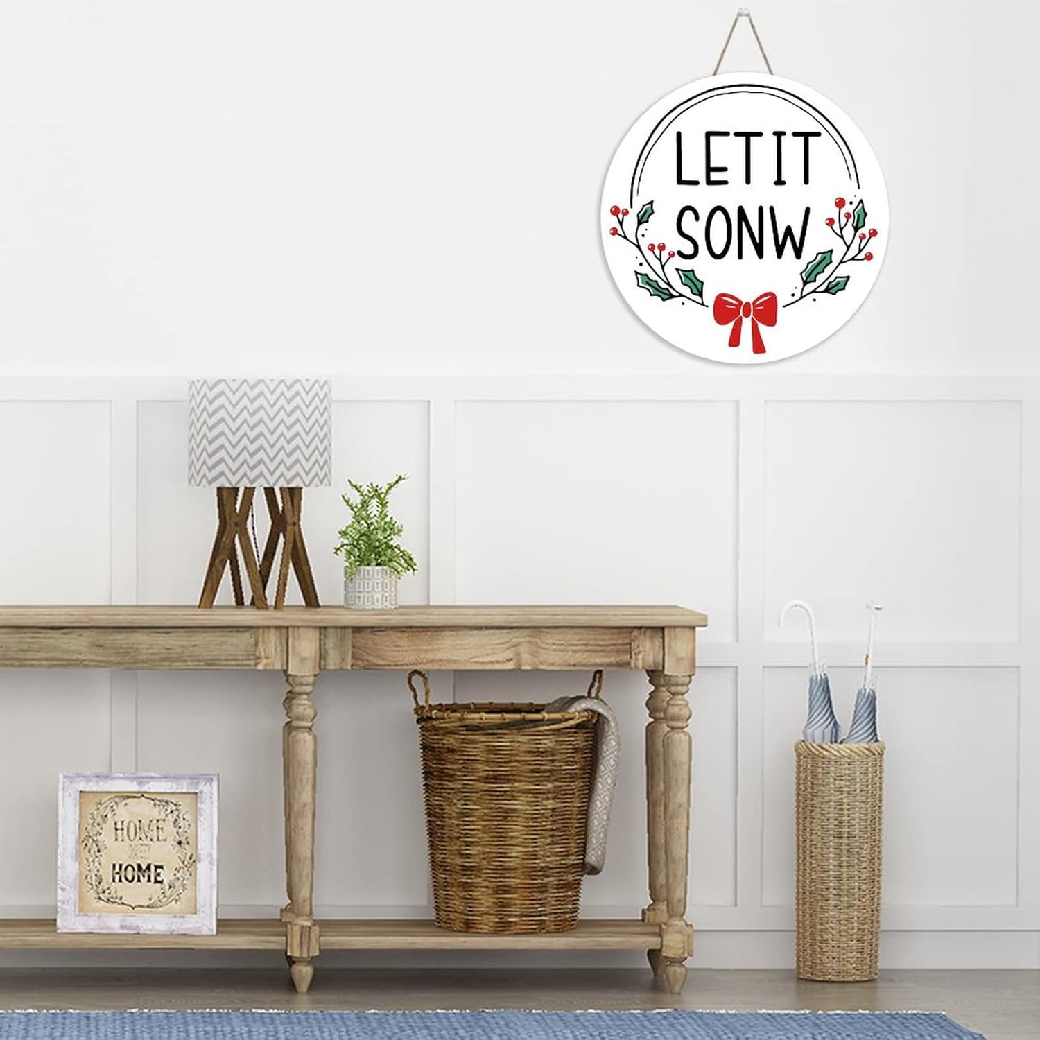 Mutilovely Christmas Decoration Let It Snow Wreath Door Hanger