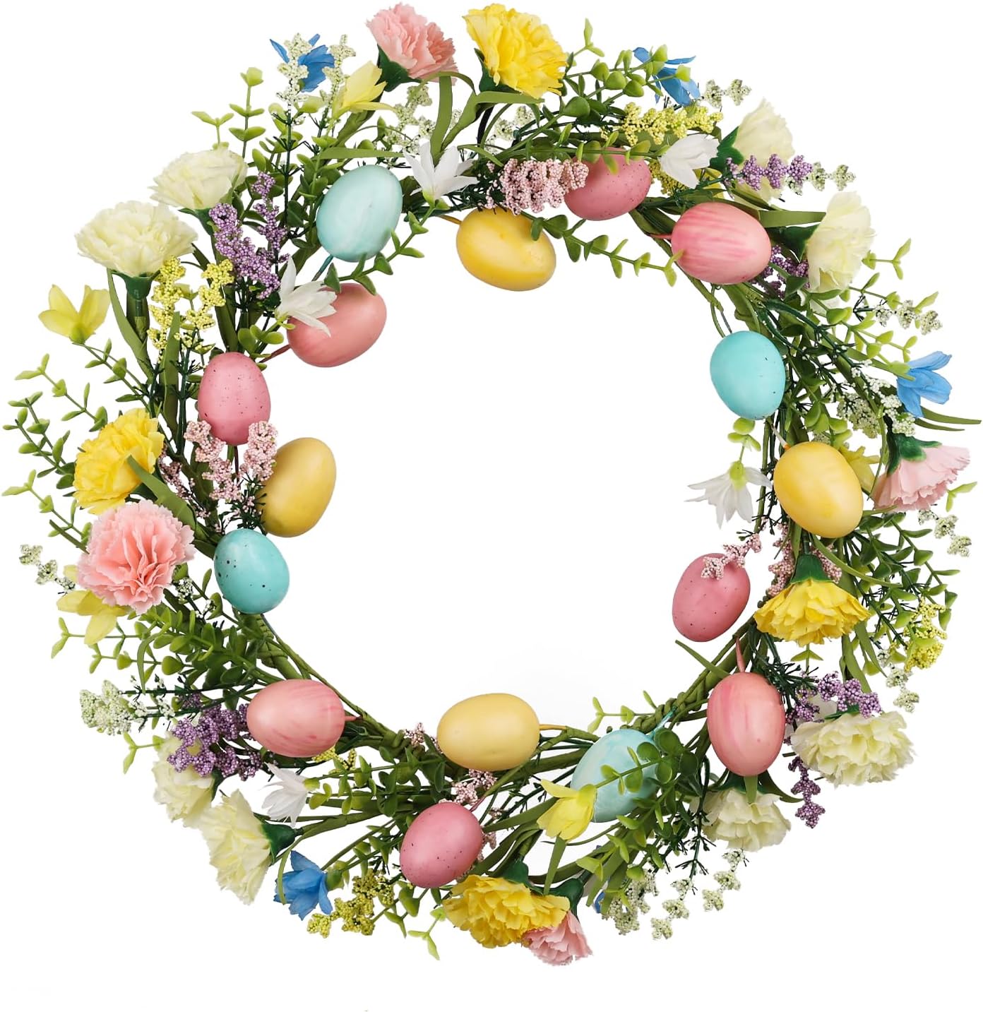 16 Inch Easter Wreath with Eggs and Flowers