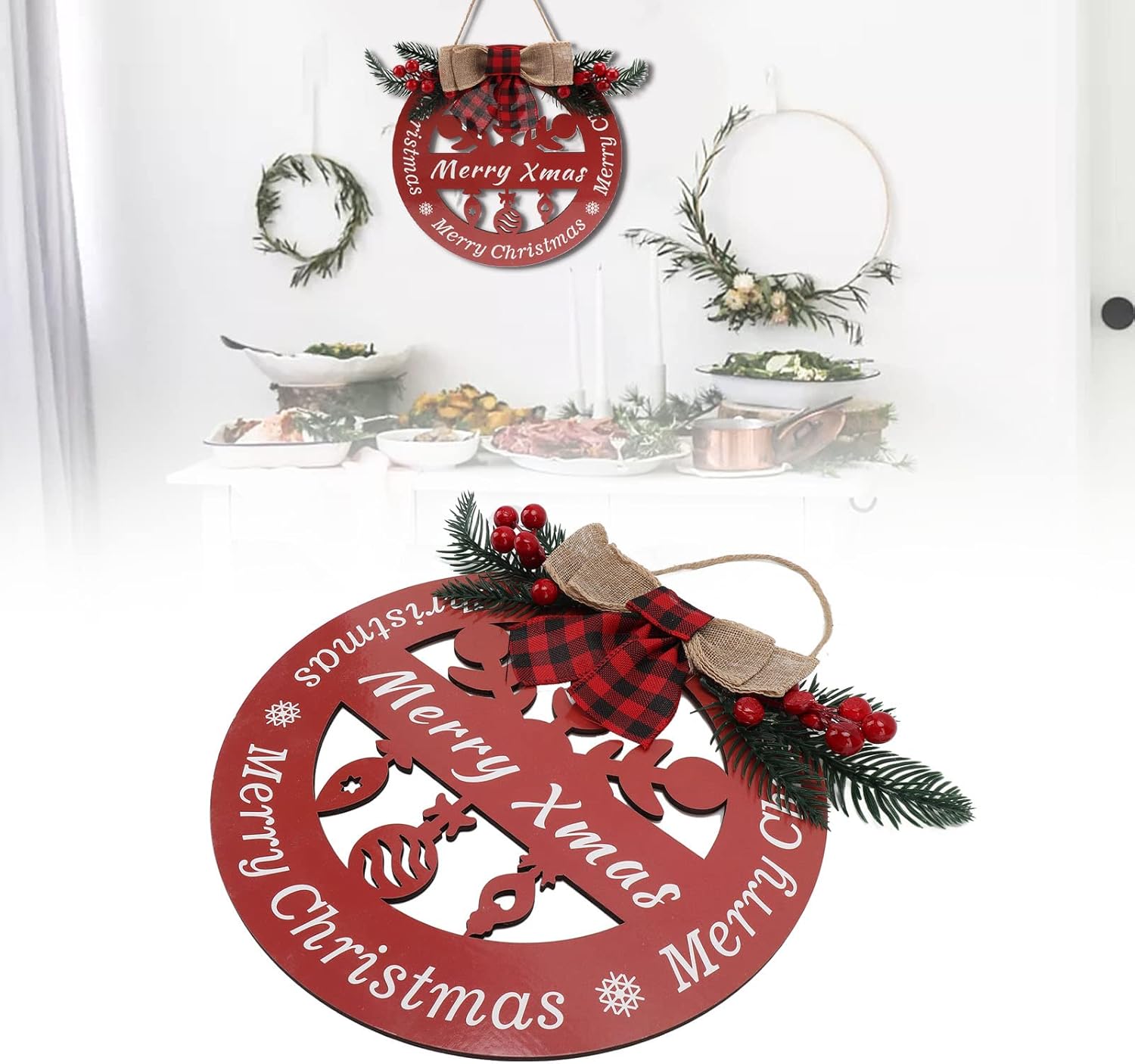 Hollowed Christmas Porch Sign Wooden Door Decor