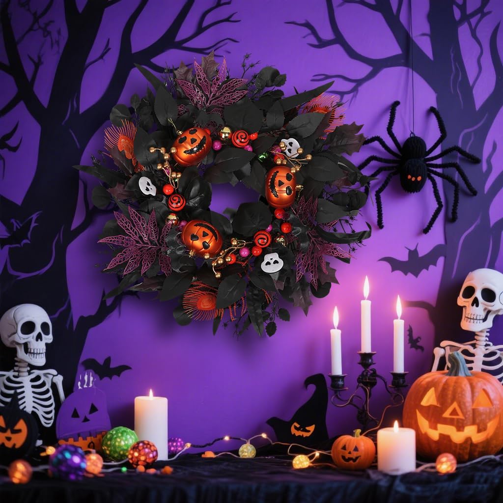 24 inch Glitter Halloween Wreath Outdoor Decor