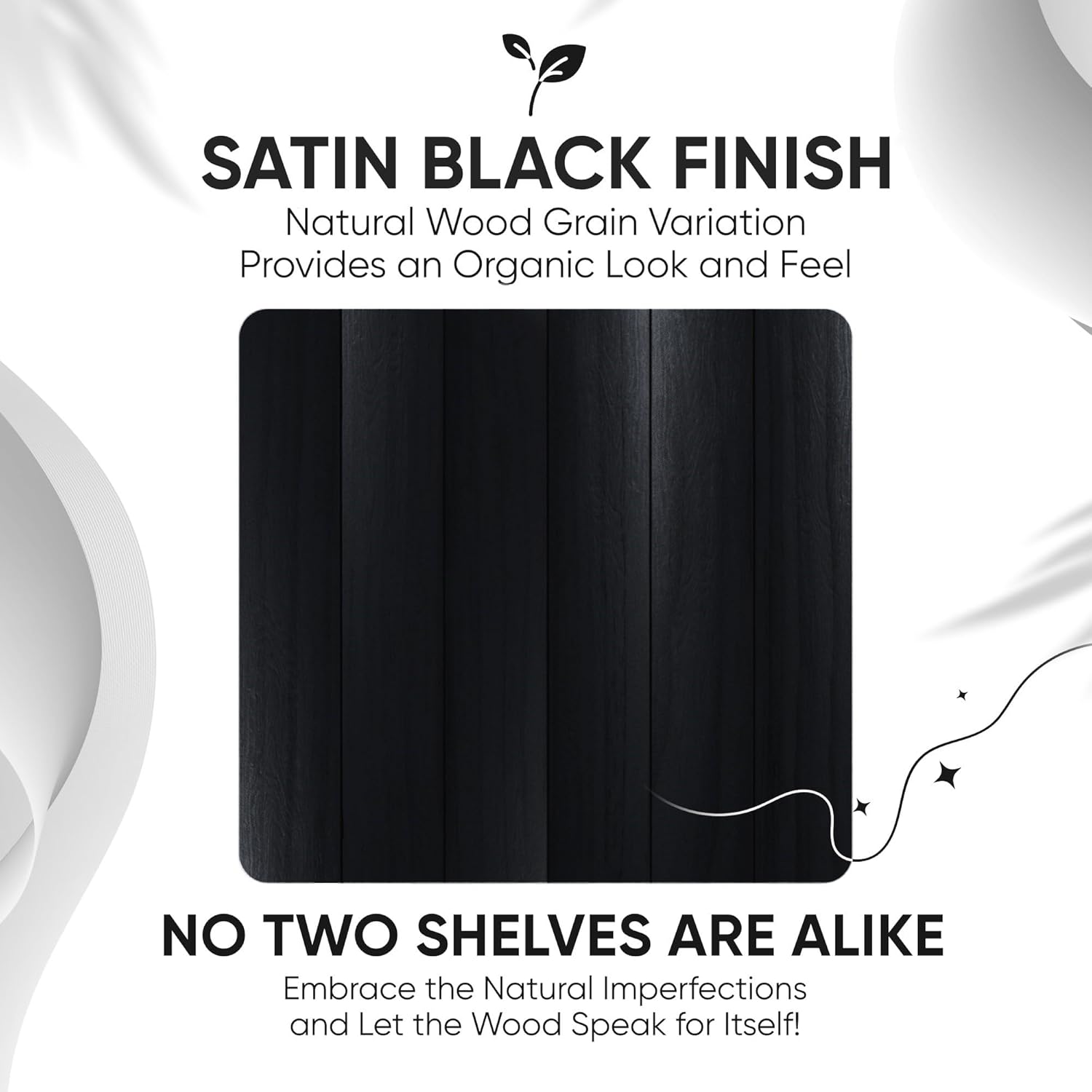 Homeforia 16 Inch Black Floating Shelves Set of 2