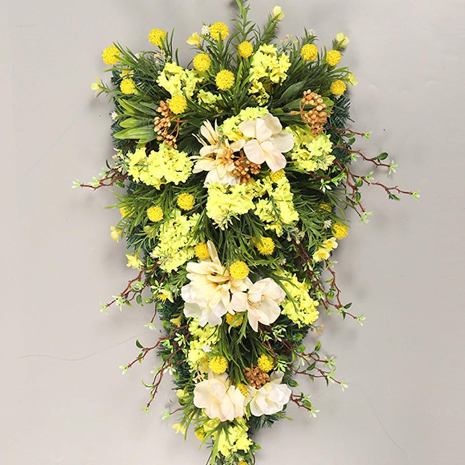 Floral Swag Decorative Teardrop Wreath Wall Hanging