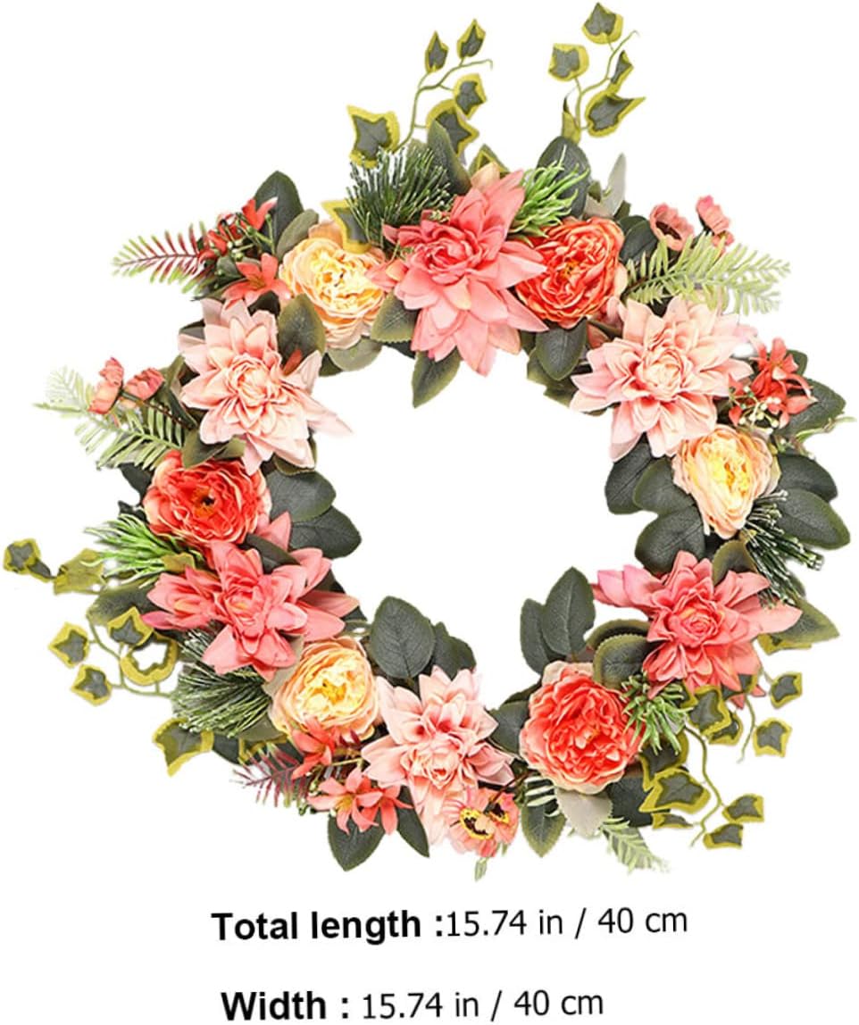Eringogo Artificial Flower Garland Door Decor Spring Wreath