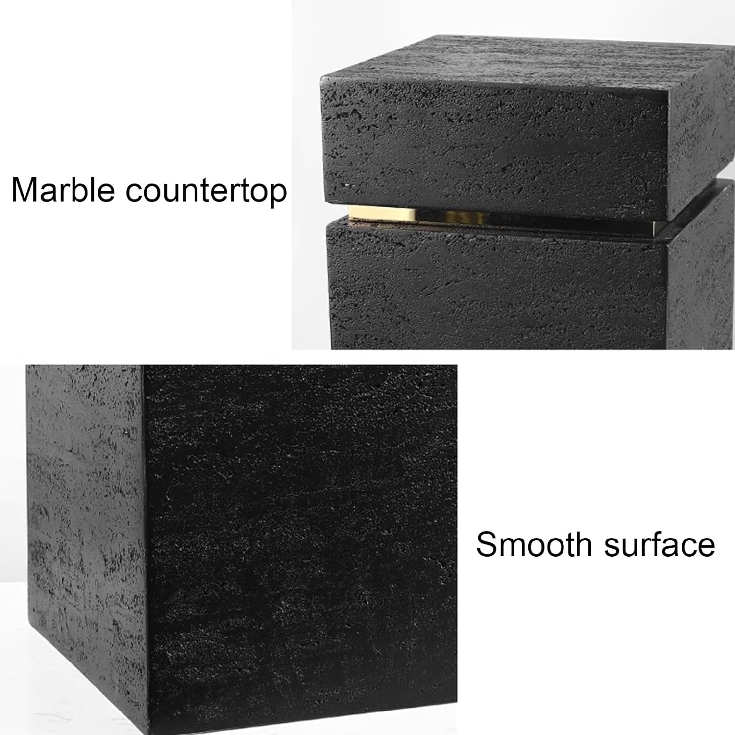 Black Gold Marble Cube Display Pedestal Stand