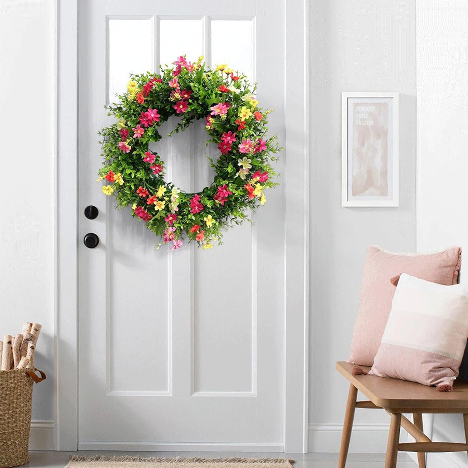 Welcome Wreath Front Door 18x18 Inch Decor Hanger